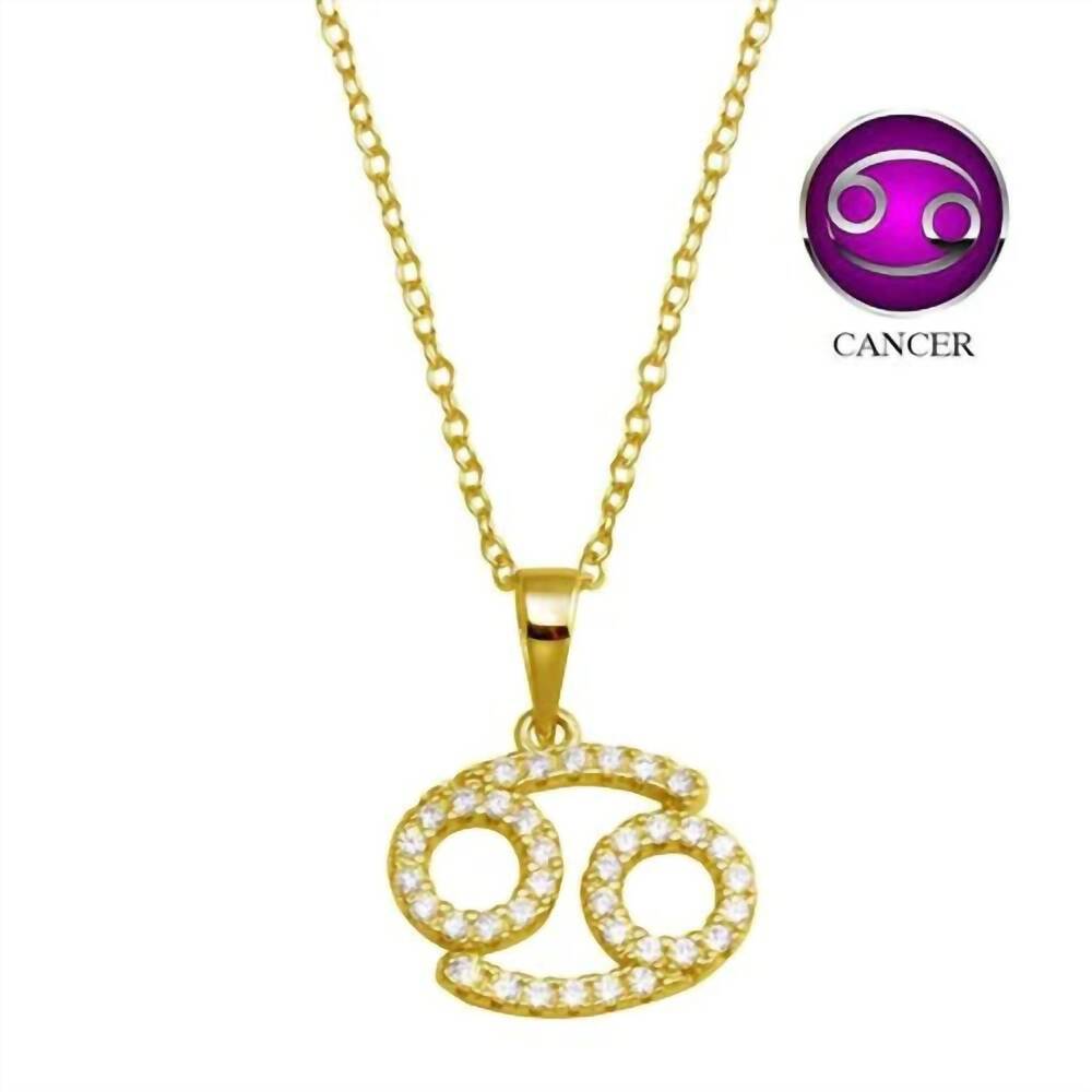 NEW STARLETTE women's cancer necklace with beautiful cz adornment in gold